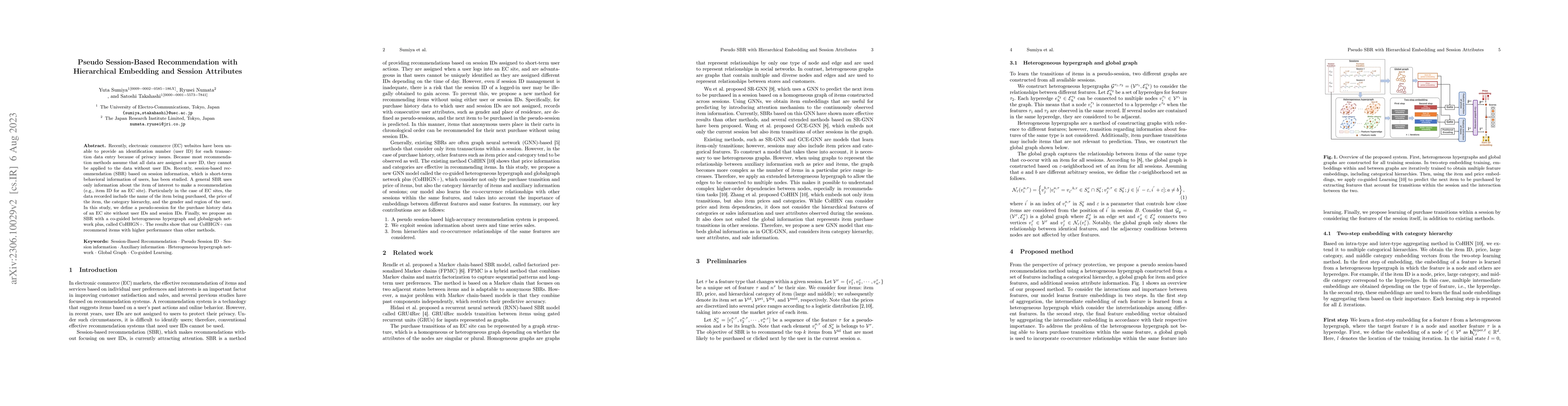 Thumbnail for Pseudo Session-Based Recommendation with Hierarchical Embedding and
  Session Attributes