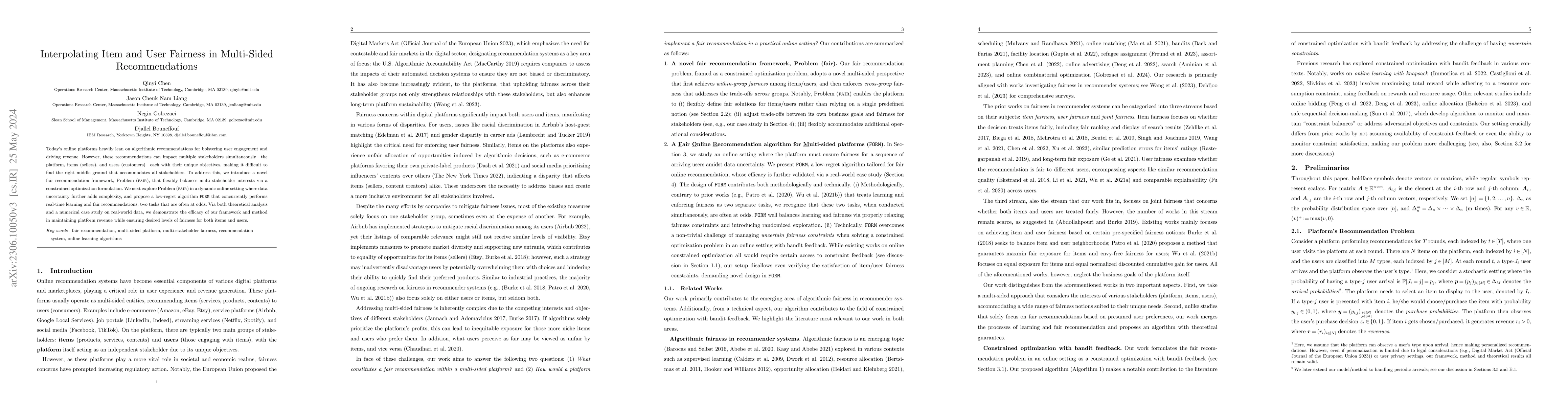 Thumbnail for Interpolating Item and User Fairness in Multi-Sided Recommendations