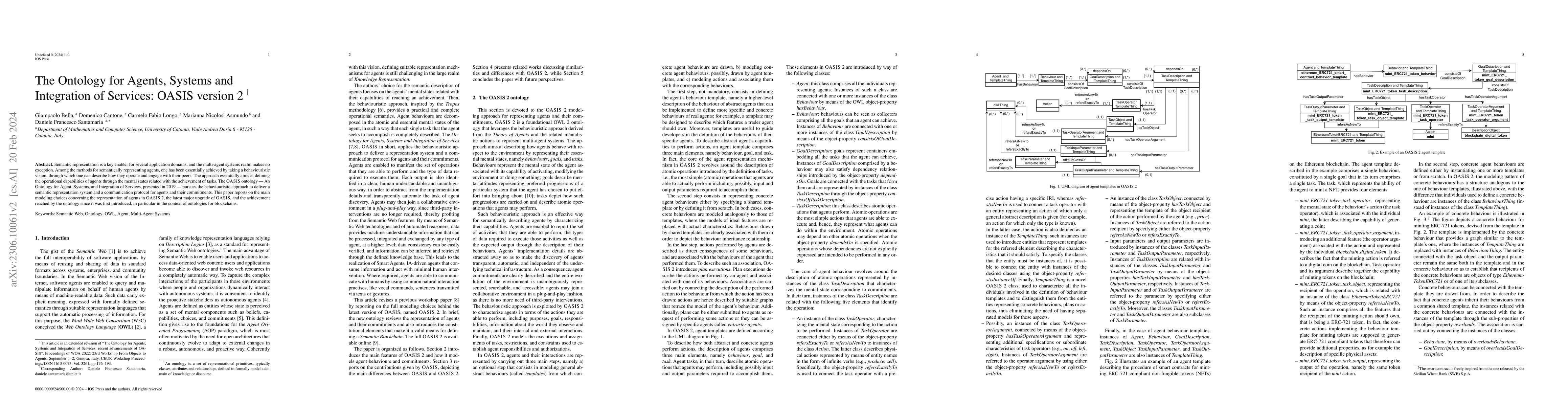 Thumbnail for The Ontology for Agents, Systems and Integration of Services: OASIS
  version 2