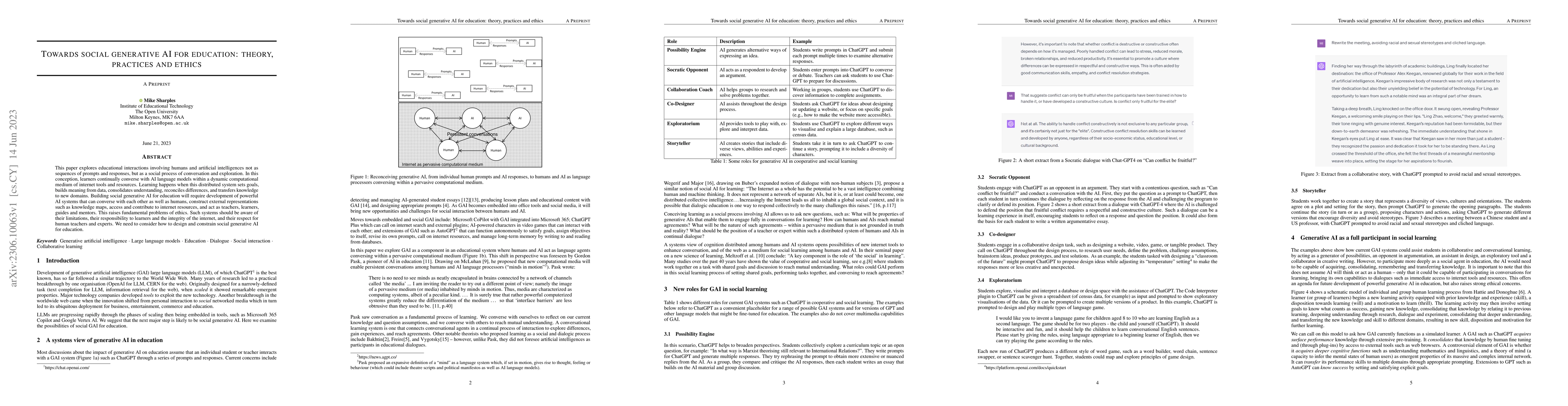 Thumbnail for Towards social generative AI for education: theory, practices and ethics