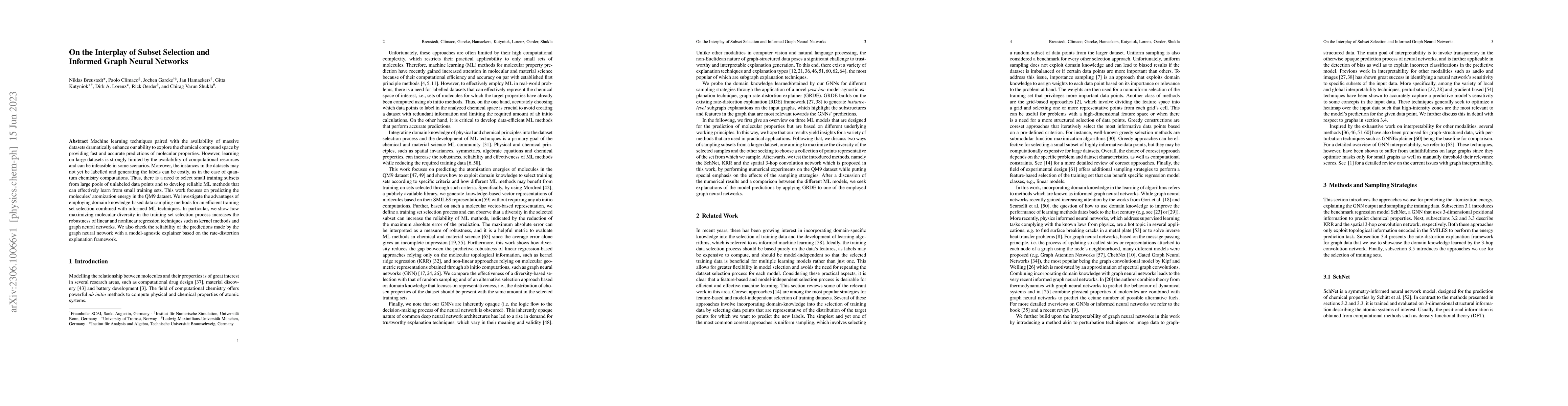Thumbnail for On the Interplay of Subset Selection and Informed Graph Neural Networks