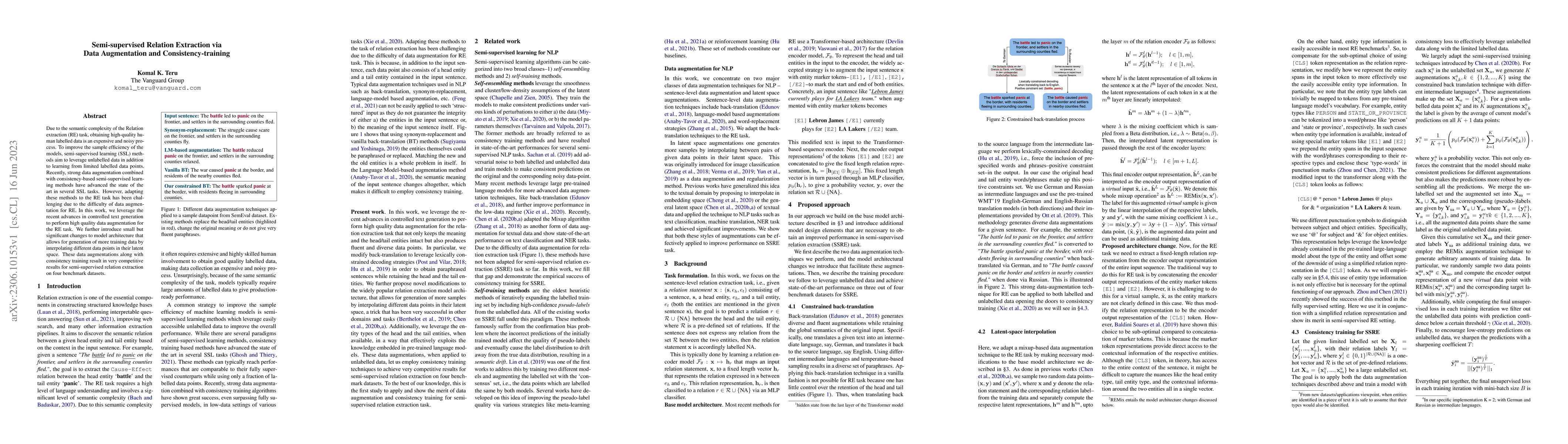 Thumbnail for Semi-supervised Relation Extraction via Data Augmentation and
  Consistency-training