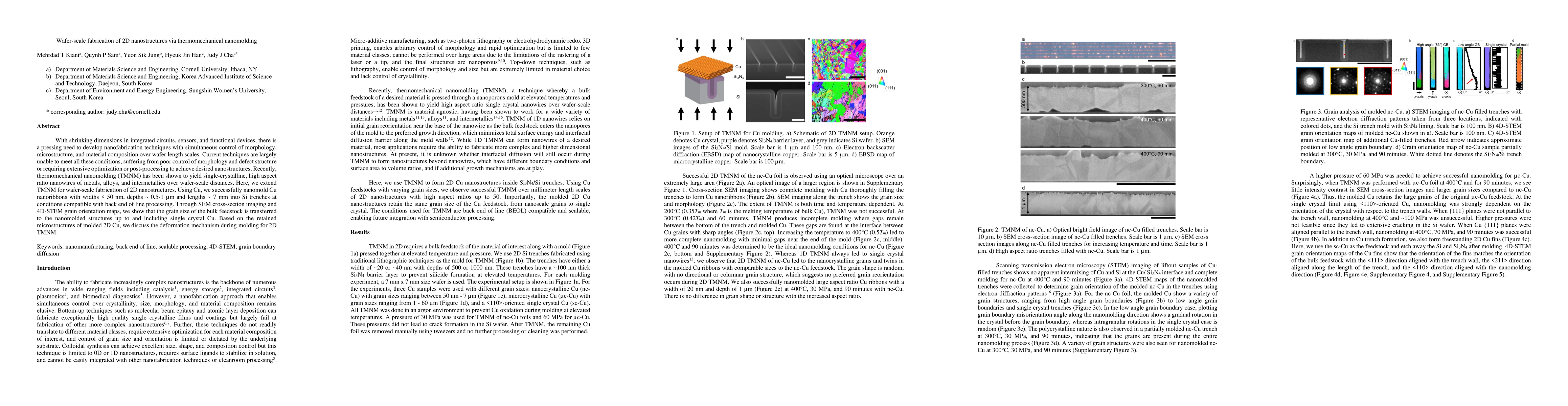 Thumbnail for Wafer-scale fabrication of 2D nanostructures via thermomechanical
  nanomolding