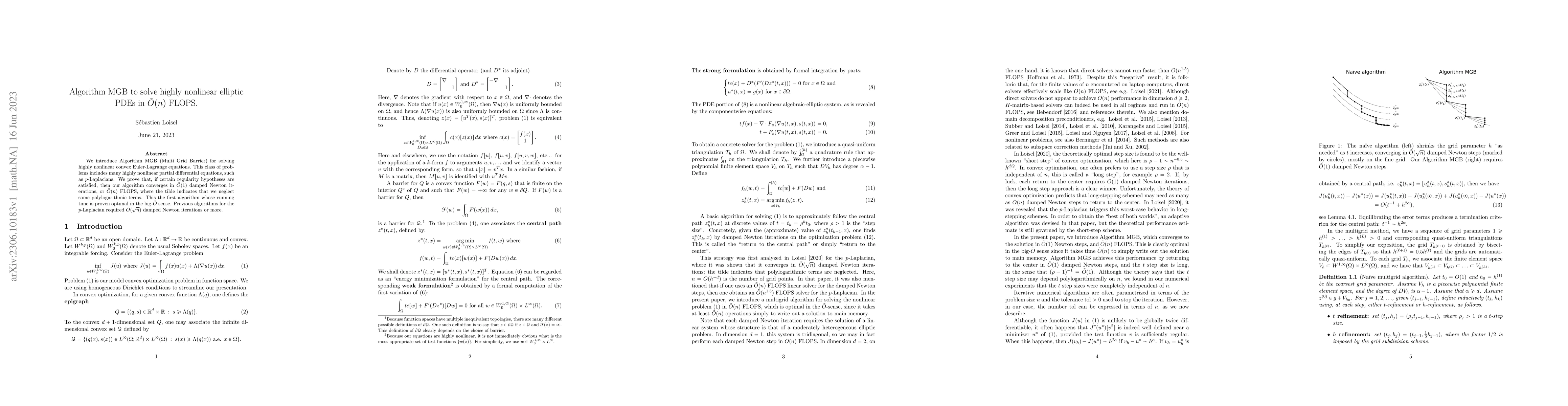 Thumbnail for Algorithm MGB to solve highly nonlinear elliptic PDEs in $\tilde{O}(n)$
  FLOPS