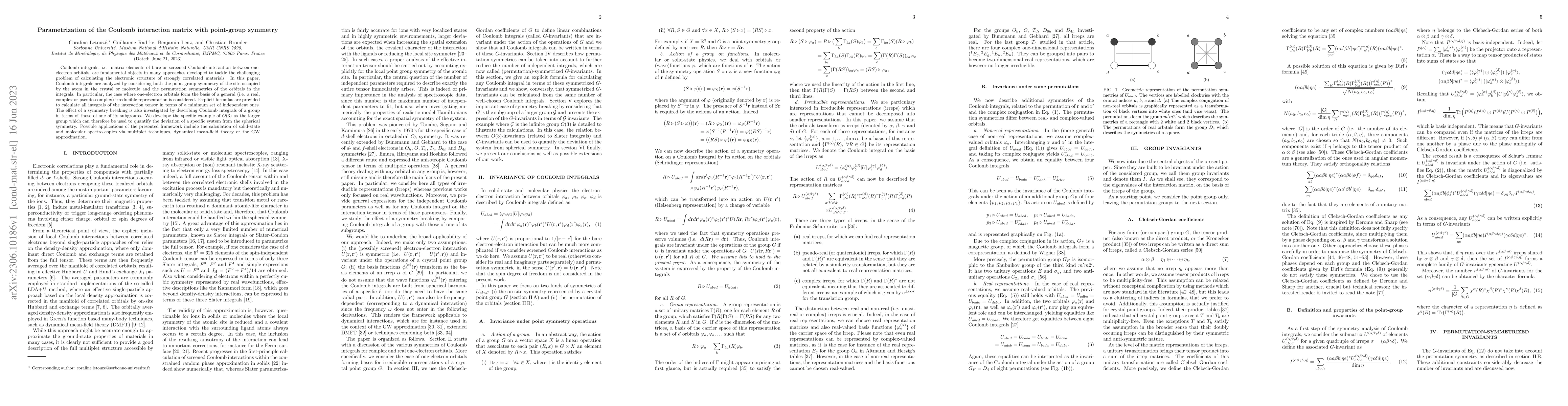 Thumbnail for Parametrization of the Coulomb interaction matrix with point-group
  symmetry