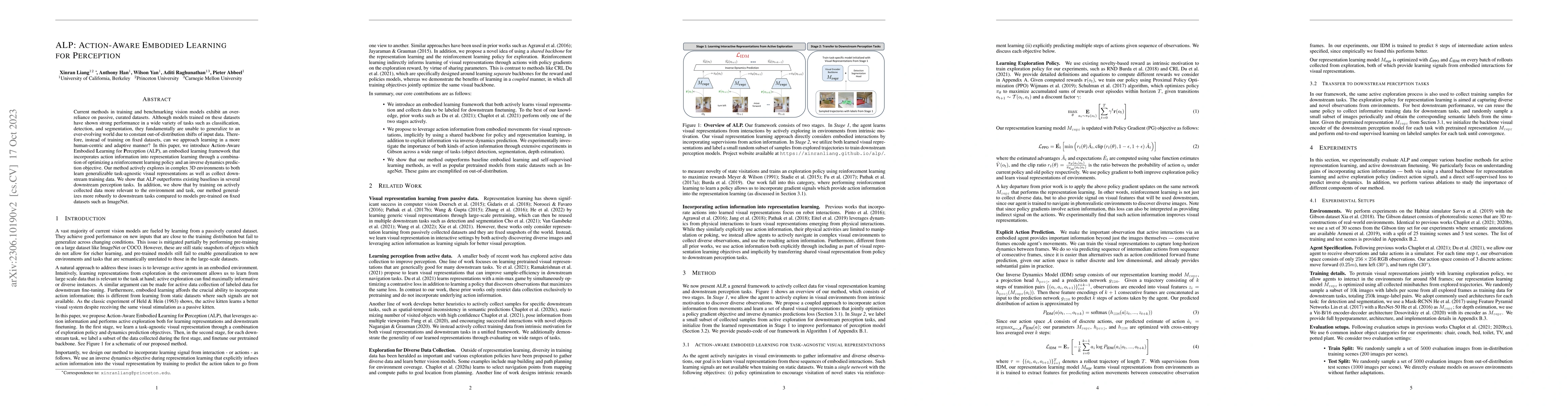 Thumbnail for ALP: Action-Aware Embodied Learning for Perception