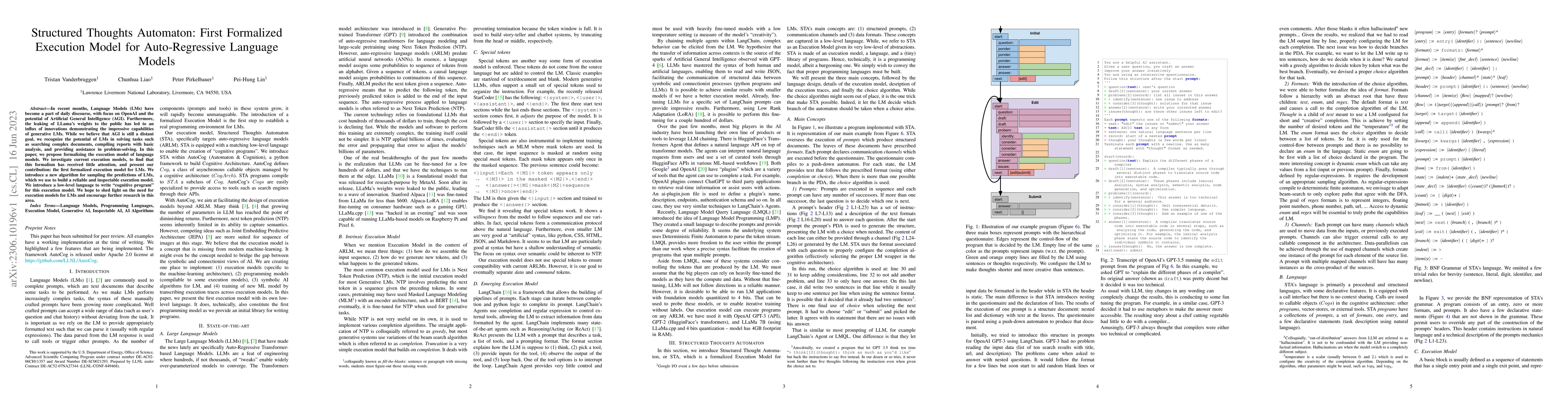Thumbnail for Structured Thoughts Automaton: First Formalized Execution Model for
  Auto-Regressive Language Models
