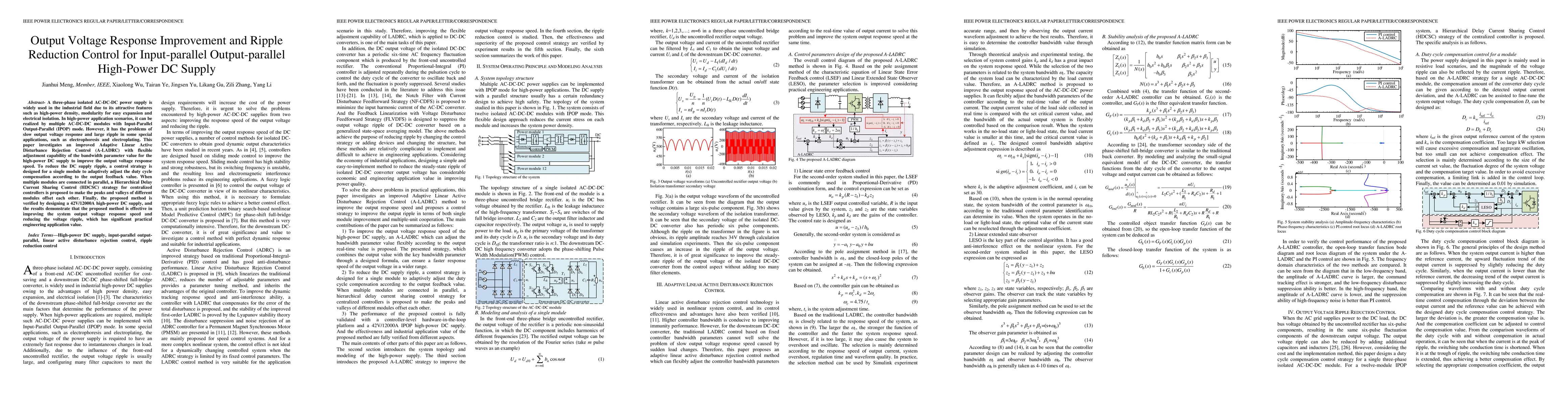 Thumbnail for Output Voltage Response Improvement and Ripple Reduction Control for
  Input-parallel Output-parallel High-Power DC Supply