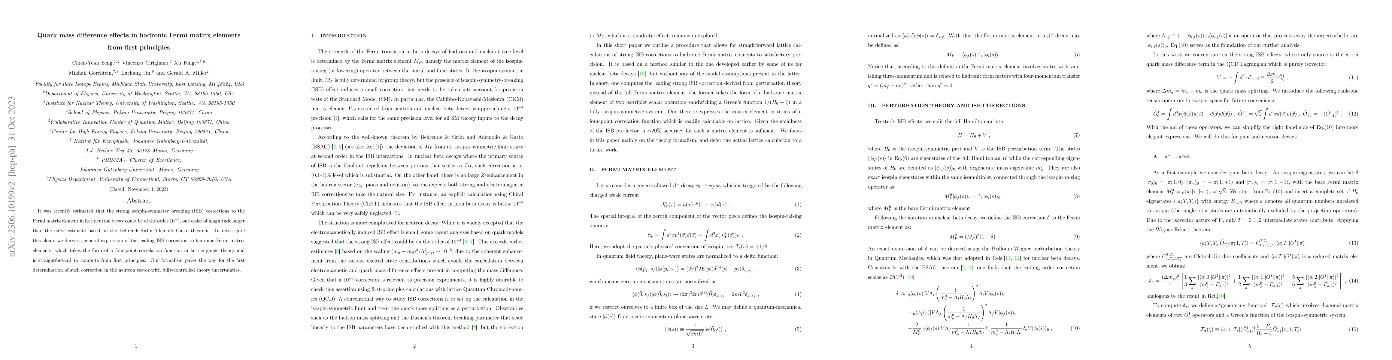 Thumbnail for Quark mass difference effects in hadronic Fermi matrix elements from
  first principles
