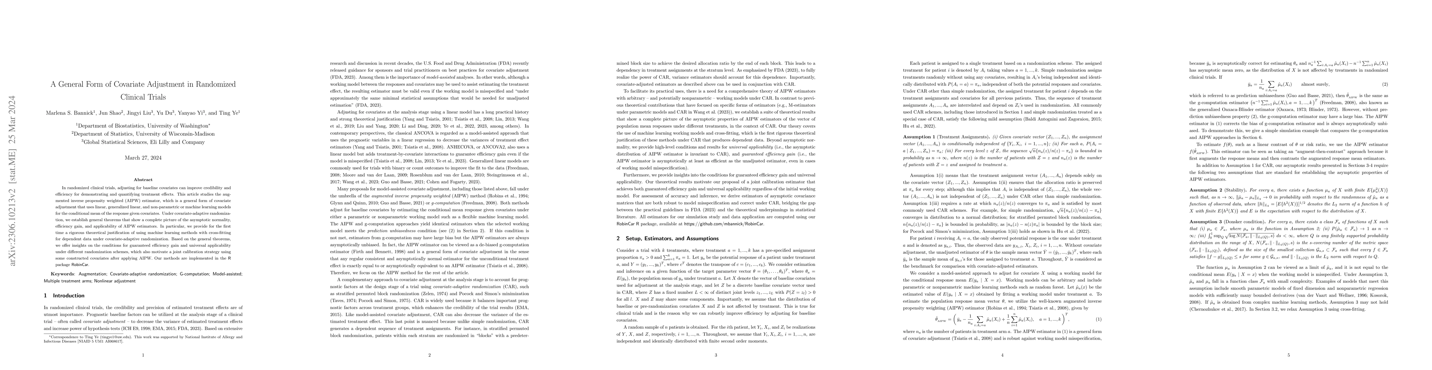 Thumbnail for A General Form of Covariate Adjustment in Randomized Clinical Trials