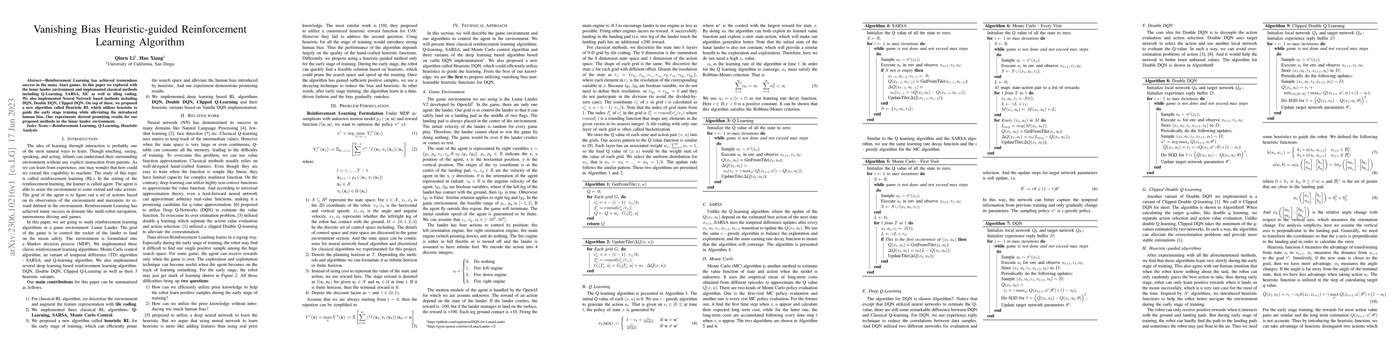 Thumbnail for Vanishing Bias Heuristic-guided Reinforcement Learning Algorithm