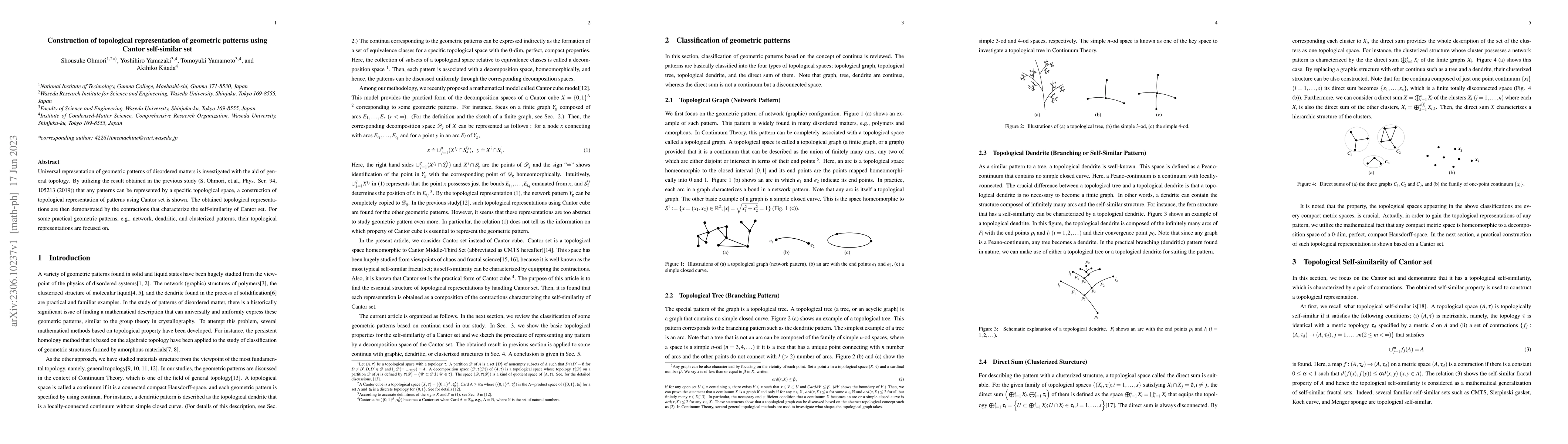 Thumbnail for Construction of topological representation of geometric patterns using
  Cantor self-similar set