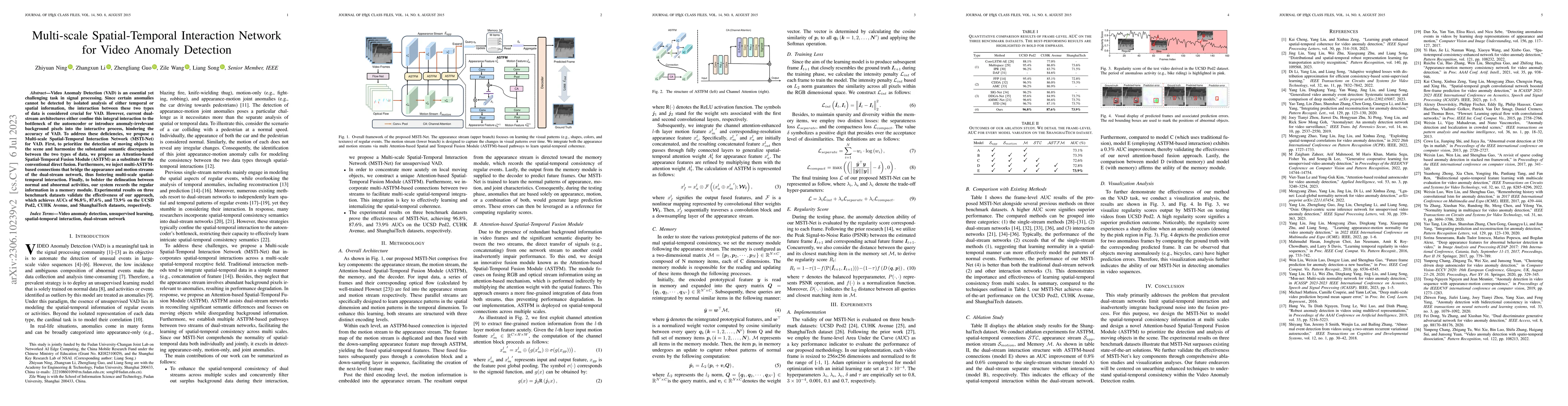 Thumbnail for Multi-scale Spatial-temporal Interaction Network for Video Anomaly
  Detection