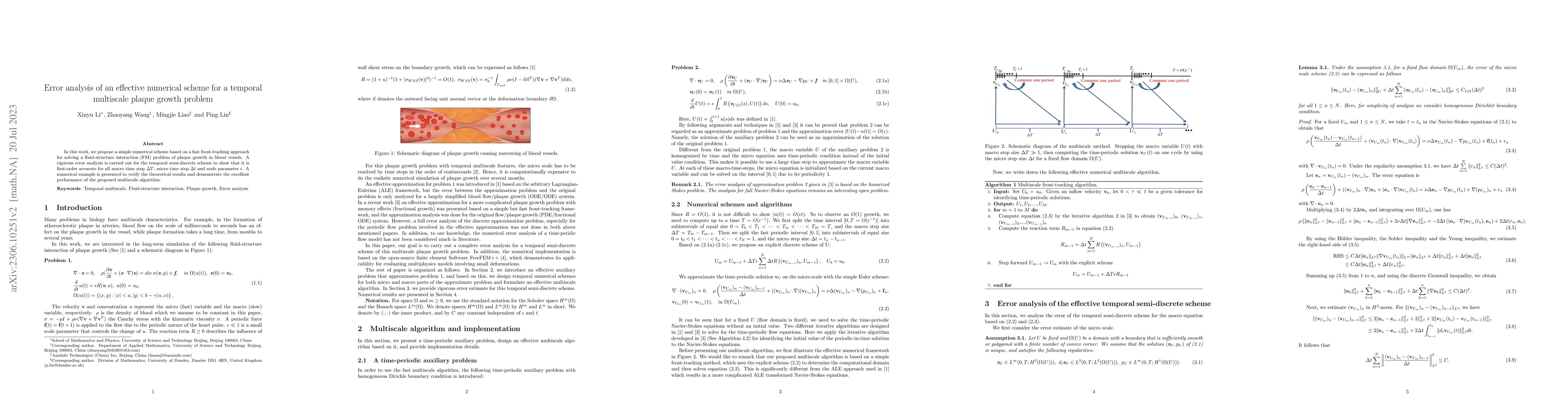 Thumbnail for Error analysis of an effective numerical scheme for a temporal
  multiscale plaque growth problem