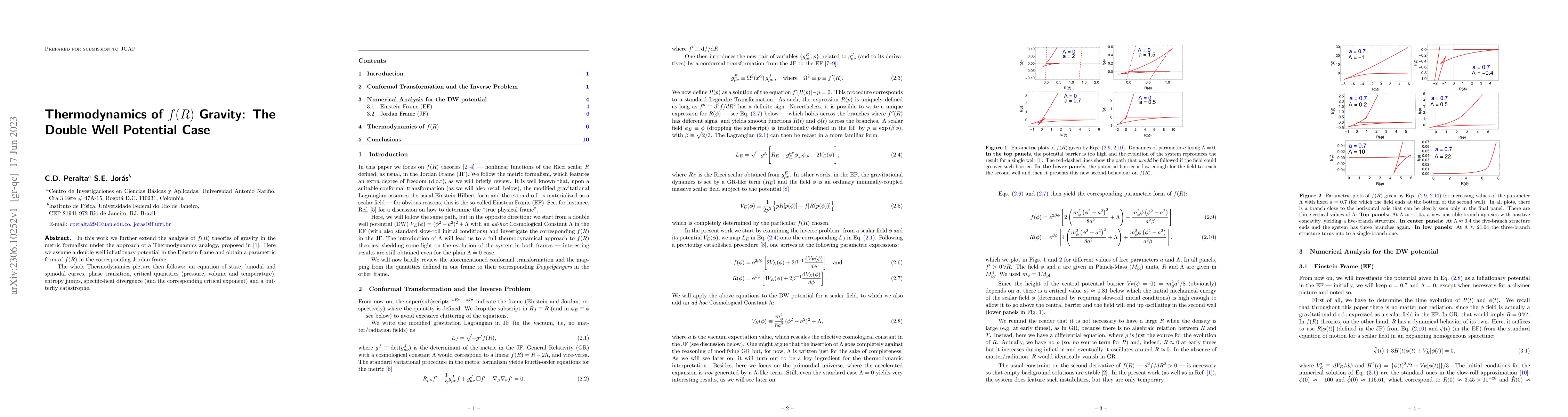 Thumbnail for Thermodynamics of $f(R)$ Gravity: The Double Well Potential Case