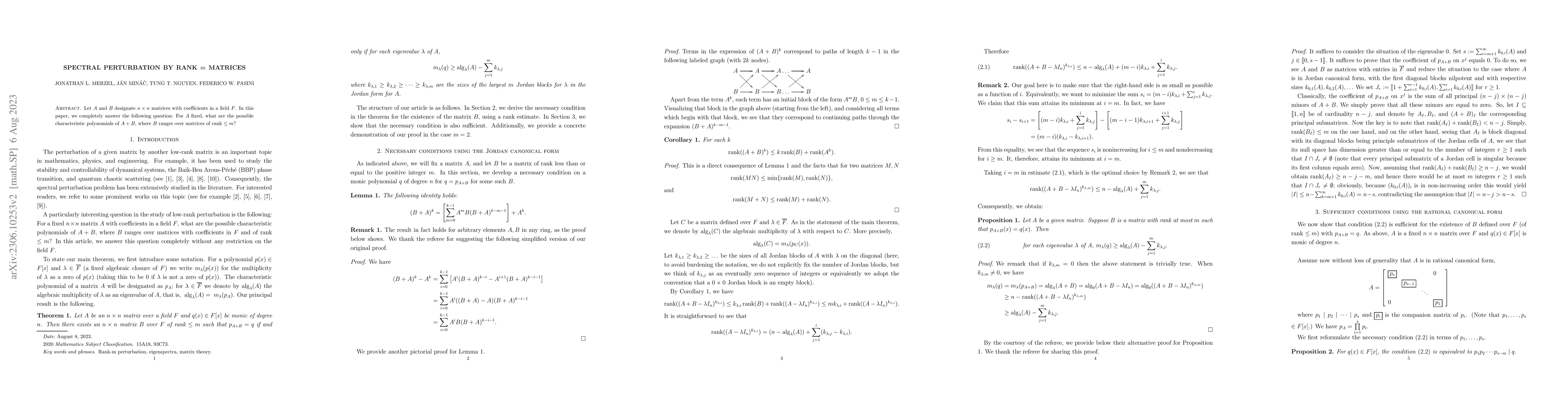 Thumbnail for Spectral perturbation by rank-$m$ matrices