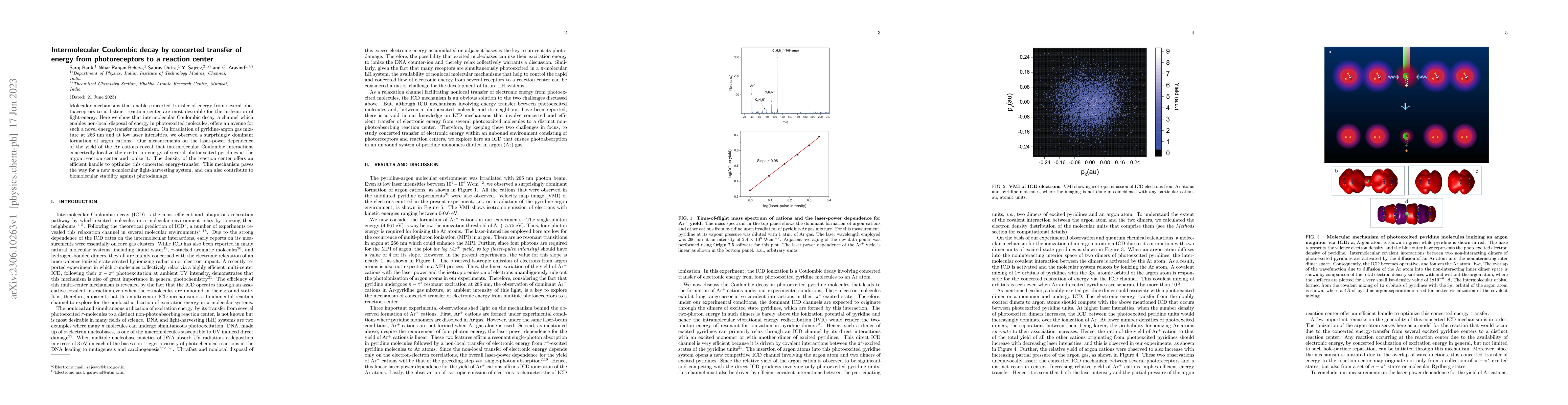 Thumbnail for Intermolecular Coulombic decay by concerted transfer of energy from
  photoreceptors to a reaction center