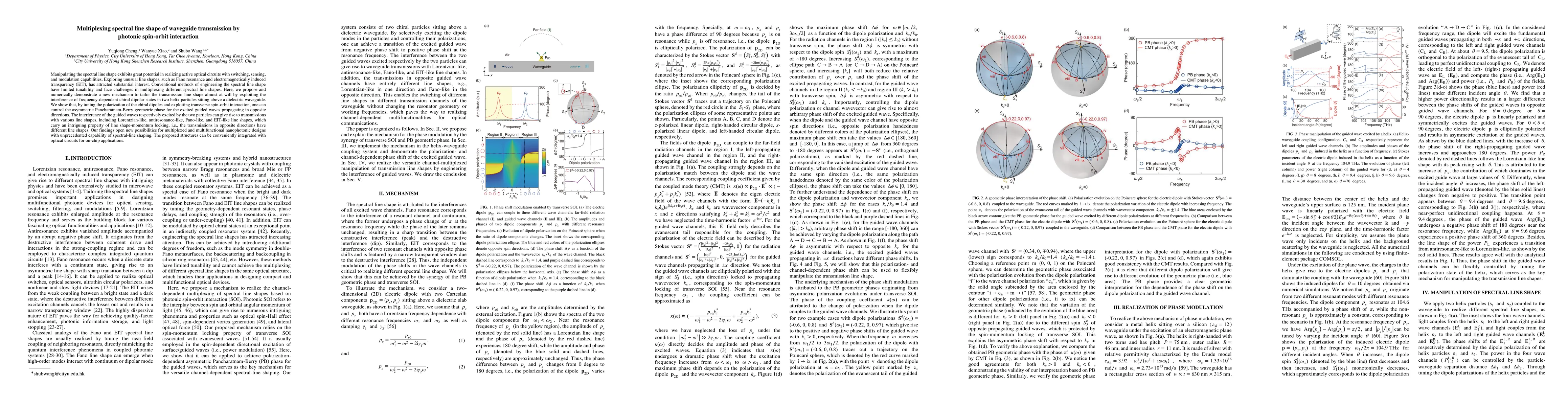 Thumbnail for Multiplexing spectral line shape of waveguide transmission by photonic
  spin-orbit interaction