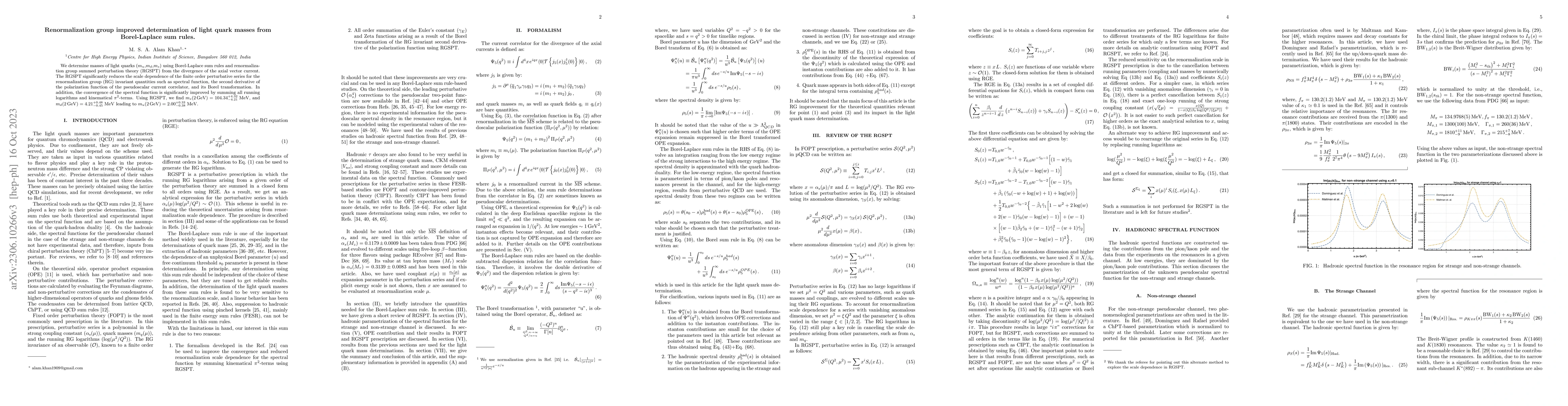 Thumbnail for Renormalization group improved determination of light quark masses from
  Borel-Laplace sum rules