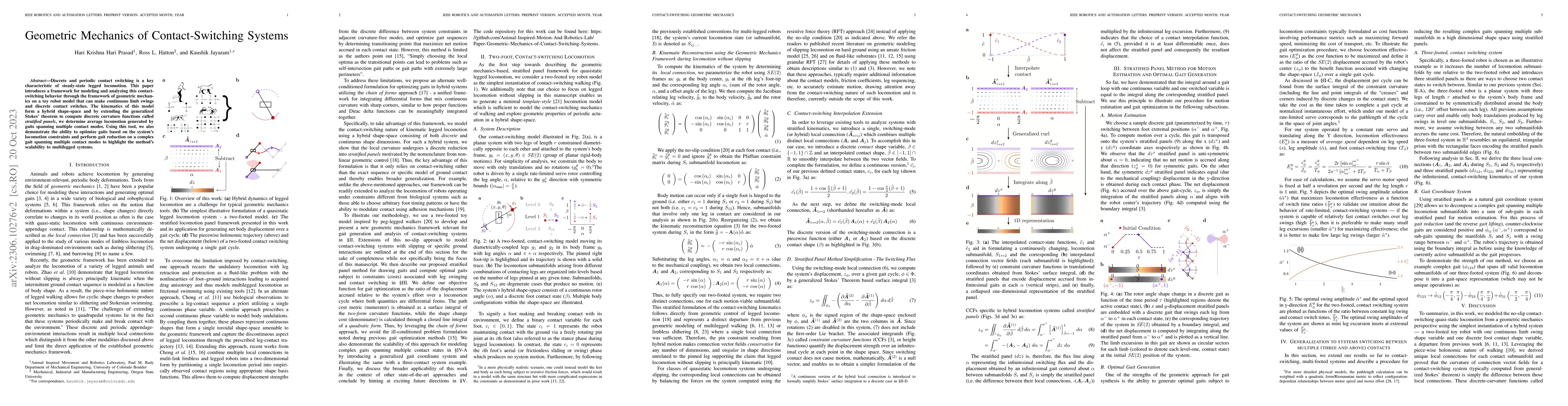 Thumbnail for Geometric Mechanics of Contact-Switching Systems