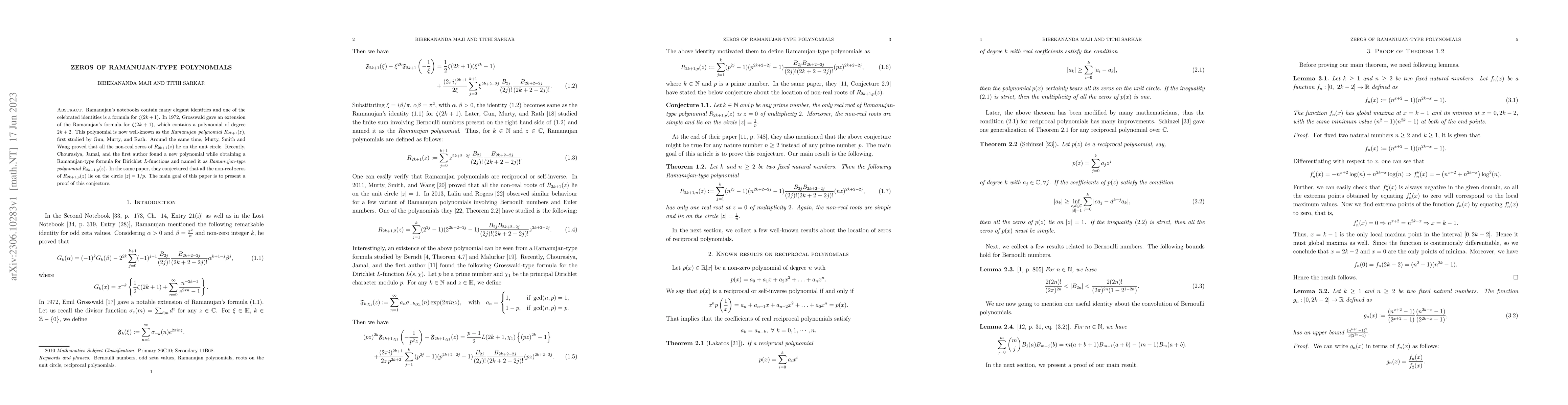 Thumbnail for Zeros of Ramanujan-type Polynomials