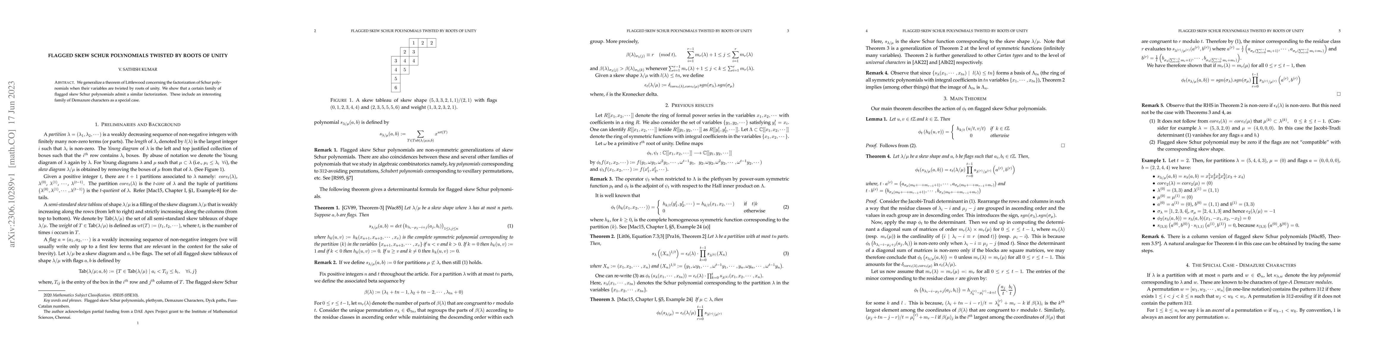 Thumbnail for Flagged Skew Schur Polynomials Twisted By Roots Of Unity