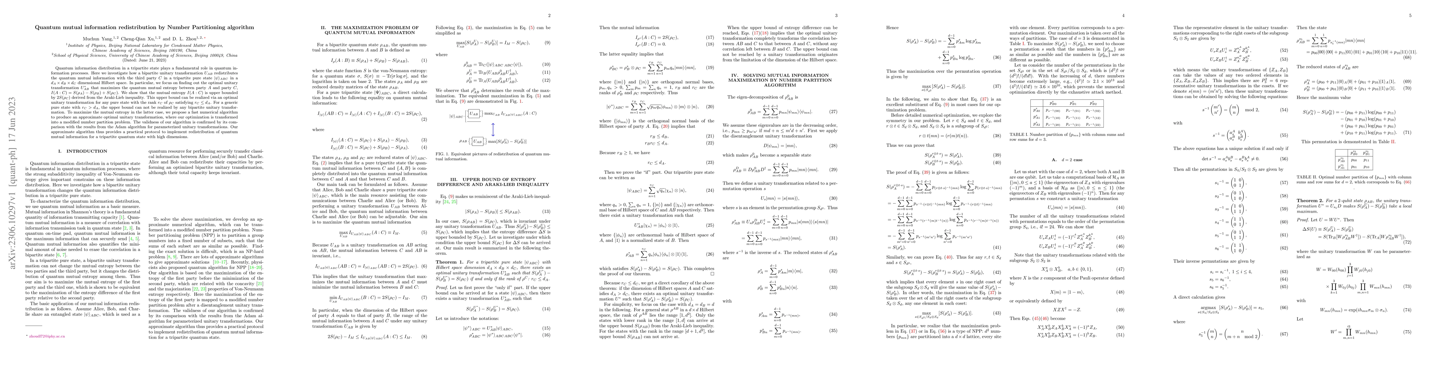 Thumbnail for Quantum mutual information redistribution by Number Partitioning
  algorithm