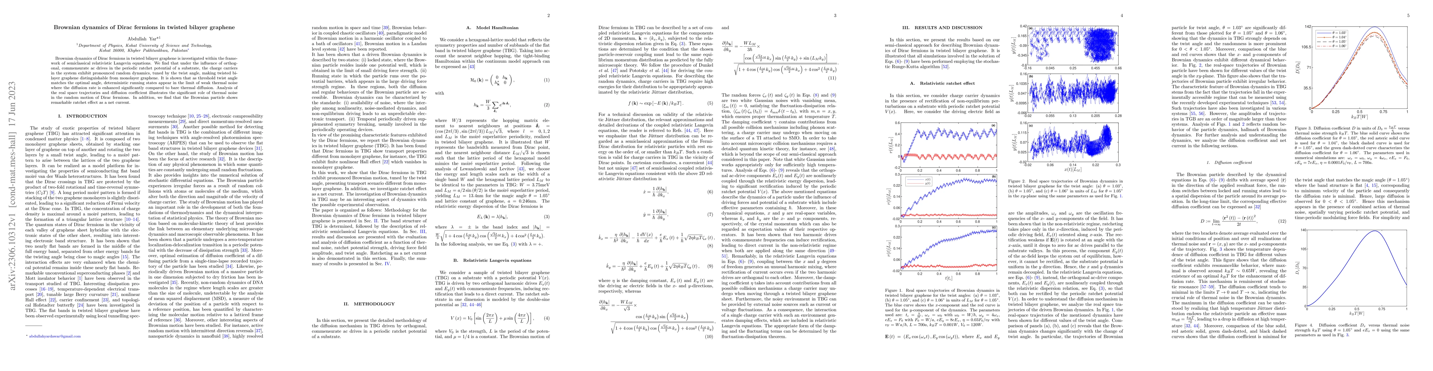 Thumbnail for Brownian dynamics of Dirac fermions in twisted bilayer graphene