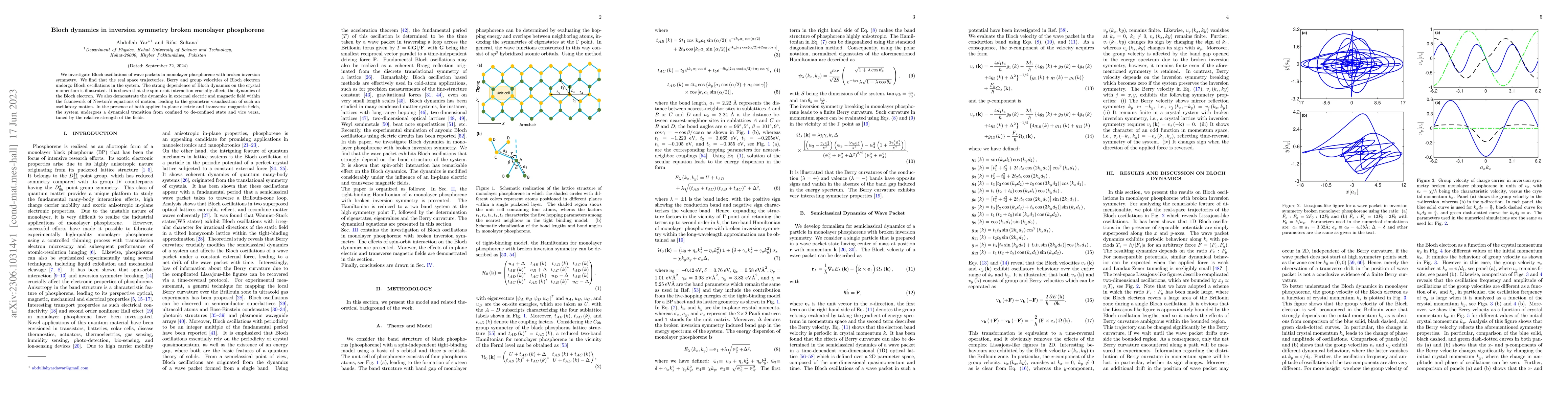 Thumbnail for Bloch dynamics in inversion symmetry broken monolayer phosphorene