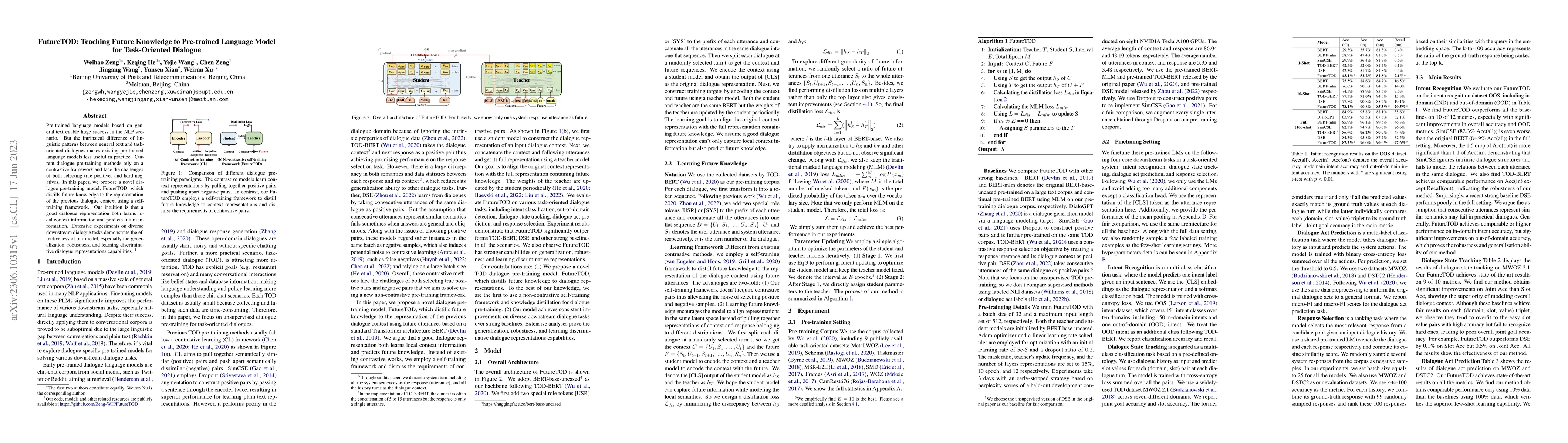 Thumbnail for FutureTOD: Teaching Future Knowledge to Pre-trained Language Model for
  Task-Oriented Dialogue