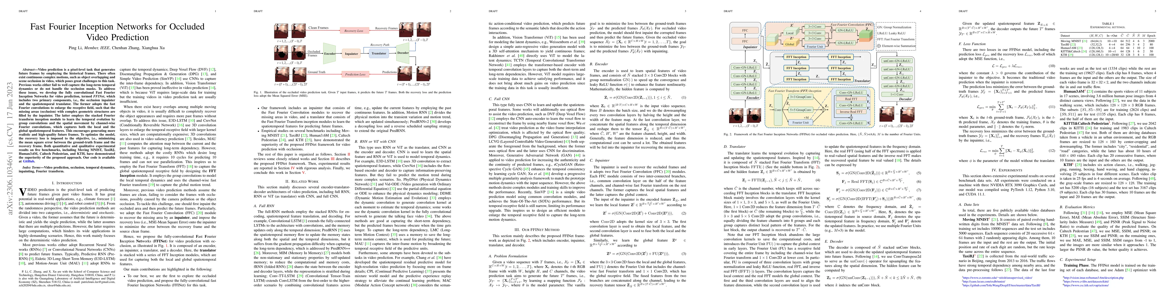 Thumbnail for Fast Fourier Inception Networks for Occluded Video Prediction