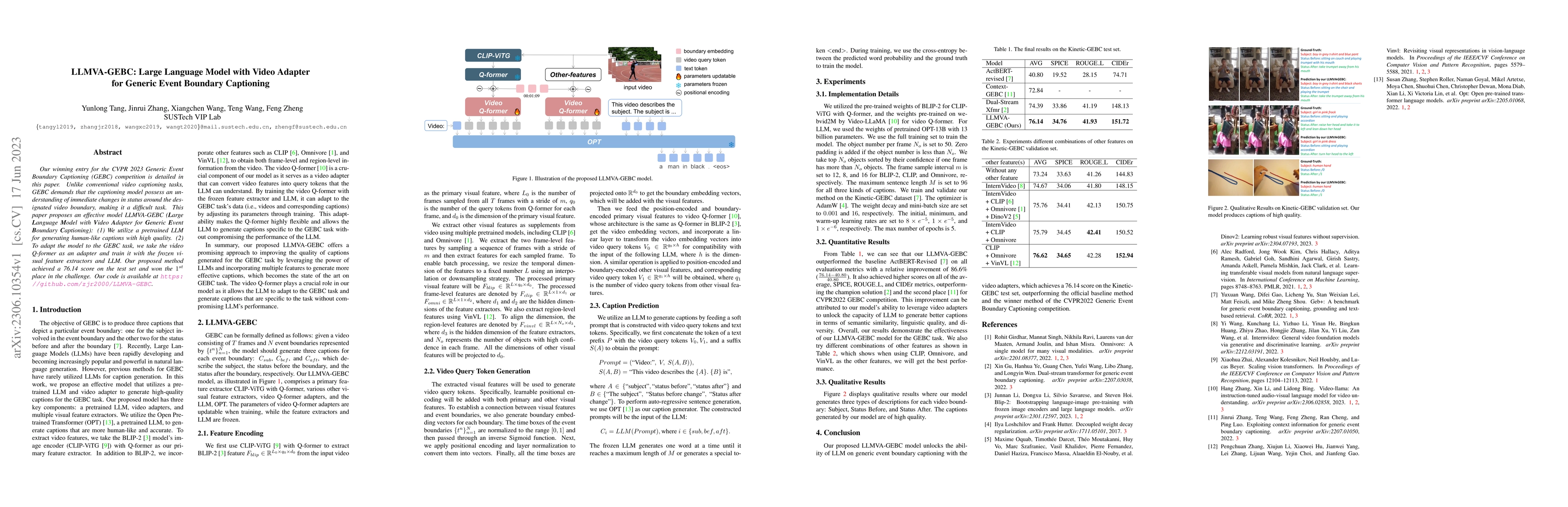 Thumbnail for LLMVA-GEBC: Large Language Model with Video Adapter for Generic Event
  Boundary Captioning