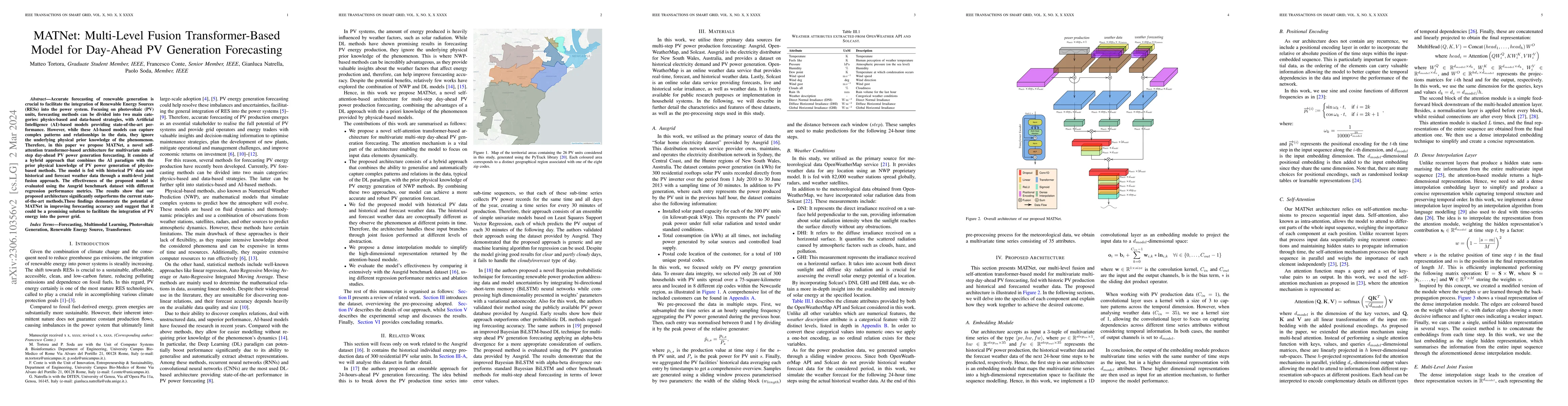 Thumbnail for MATNet: Multi-Level Fusion Transformer-Based Model for Day-Ahead PV
  Generation Forecasting