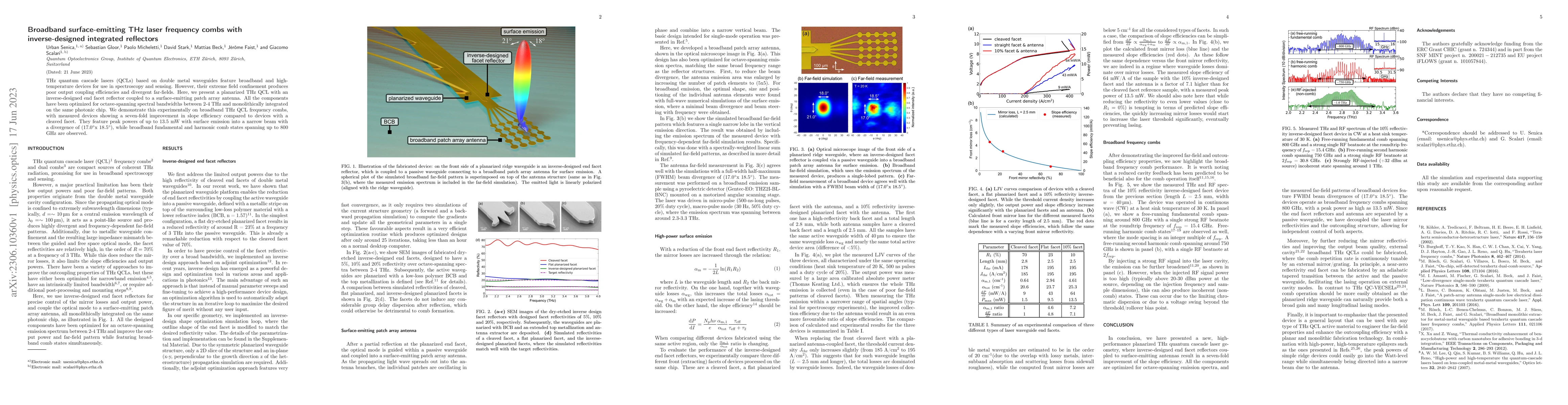 Thumbnail for Broadband surface-emitting THz laser frequency combs with
  inverse-designed integrated reflectors