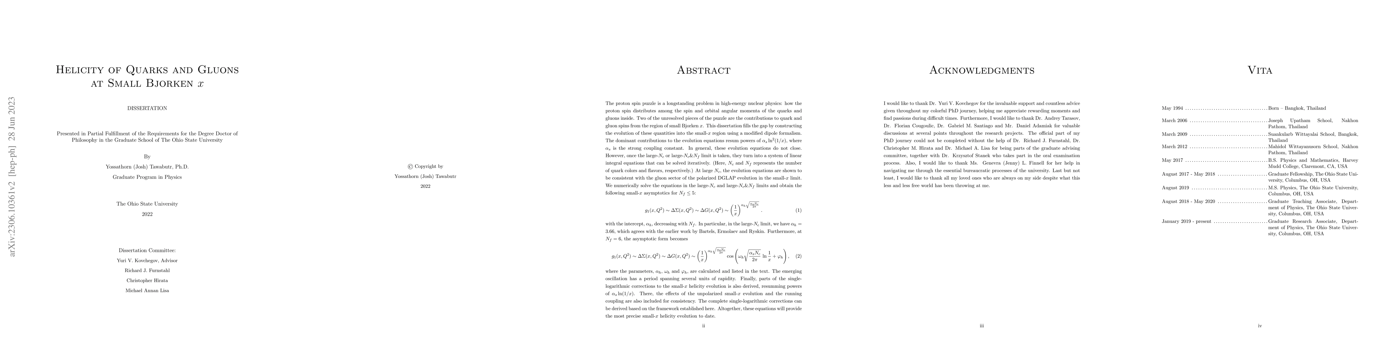 Thumbnail for Helicity of Quarks and Gluons at Small Bjorken $x$