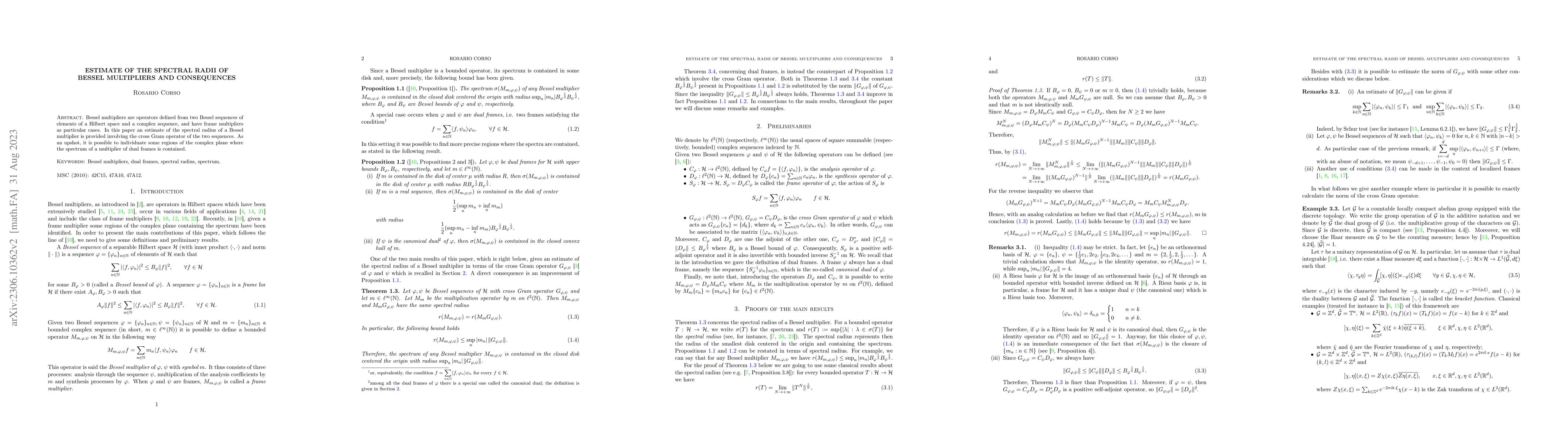 Thumbnail for Estimate of the spectral radii of Bessel multipliers and consequences