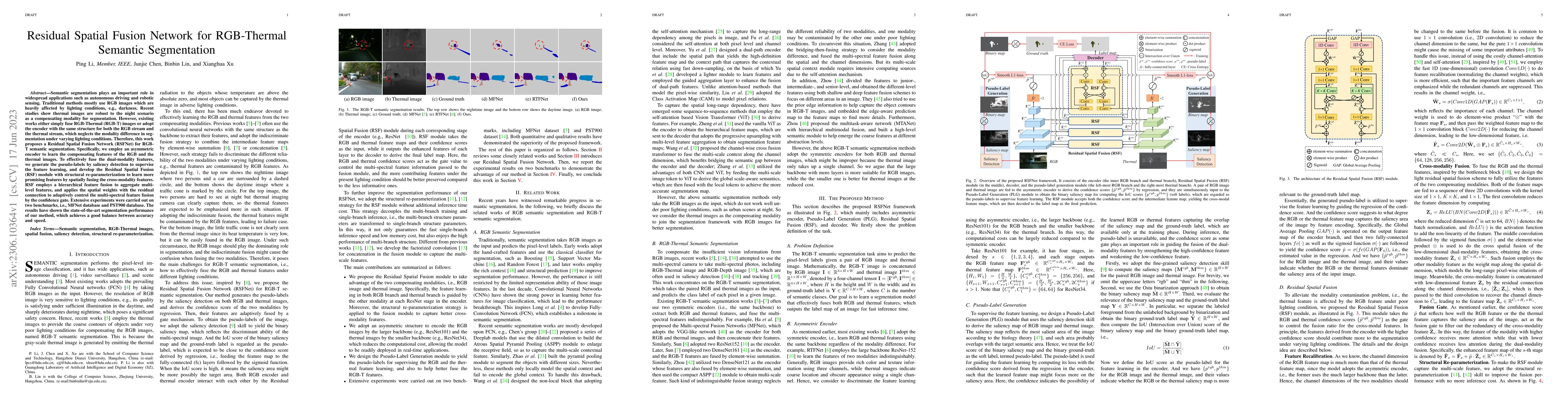 Thumbnail for Residual Spatial Fusion Network for RGB-Thermal Semantic Segmentation