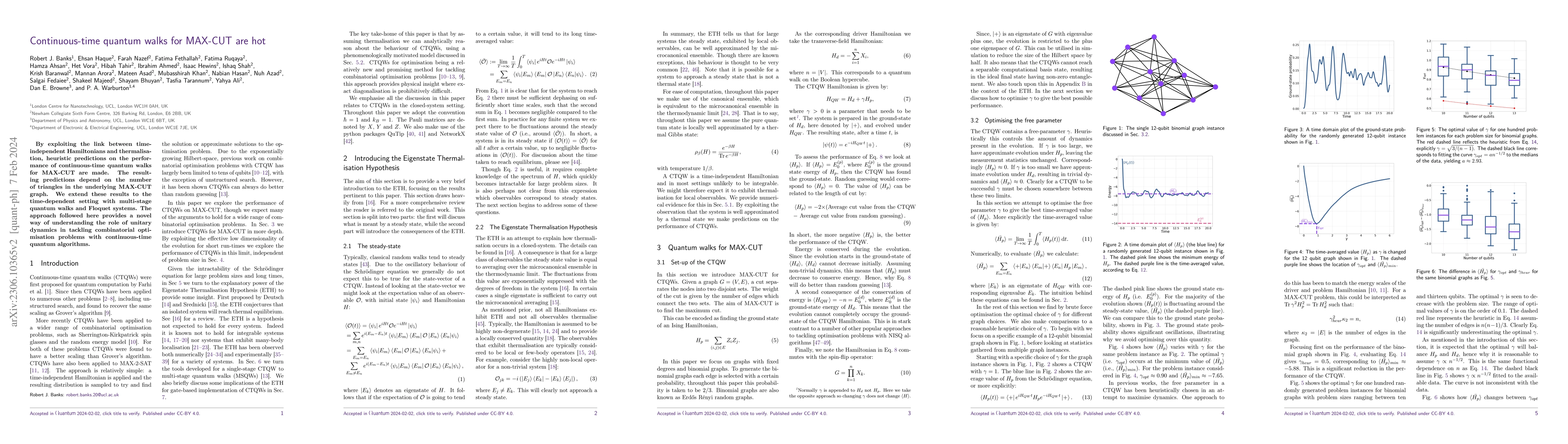 Thumbnail for Continuous-time quantum walks for MAX-CUT are hot