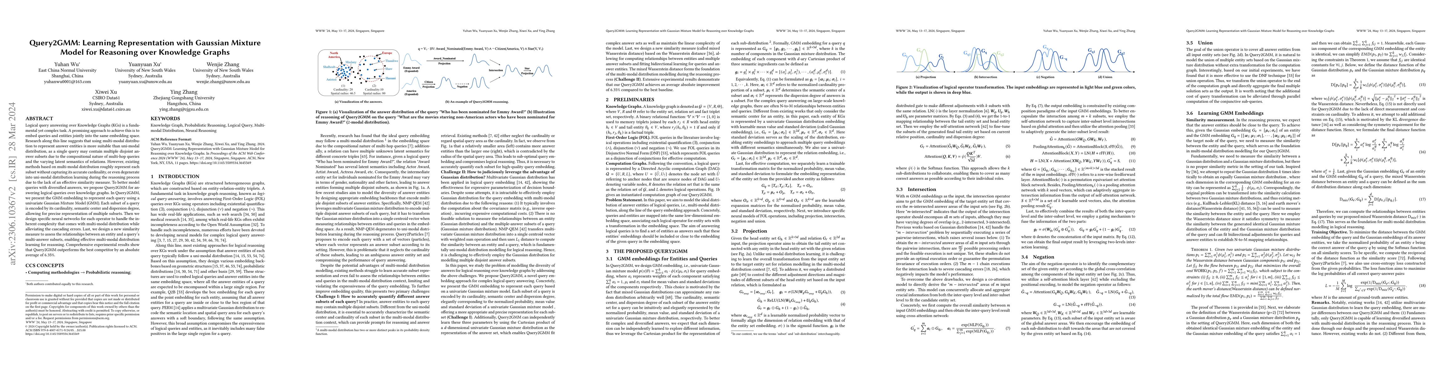 Thumbnail for Query2GMM: Learning Representation with Gaussian Mixture Model for
  Reasoning over Knowledge Graphs