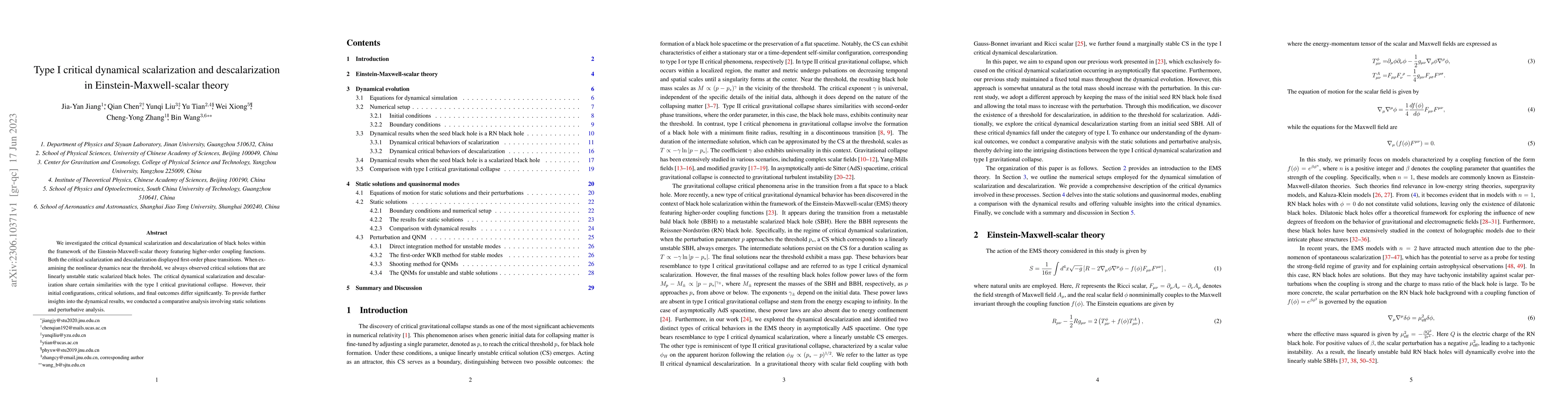Thumbnail for Type I critical dynamical scalarization and descalarization in
  Einstein-Maxwell-scalar theory