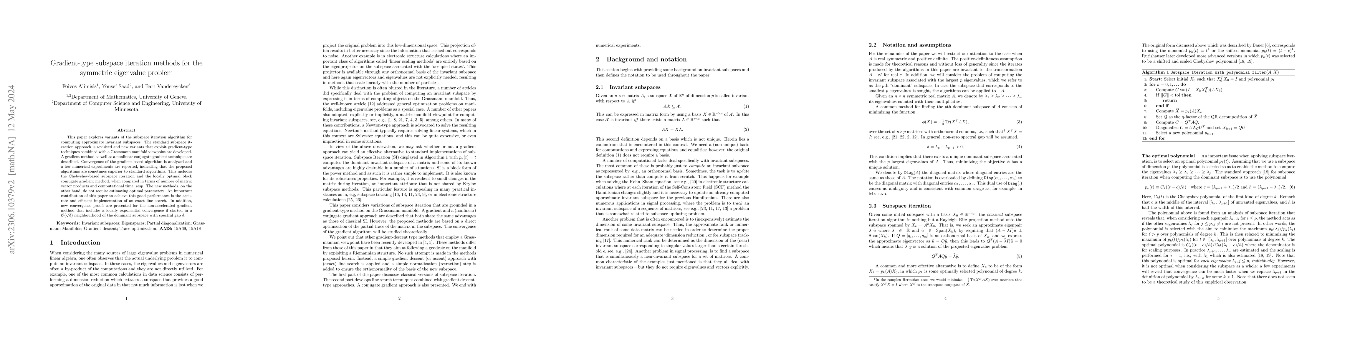 Thumbnail for Gradient-type subspace iteration methods for the symmetric eigenvalue
  problem