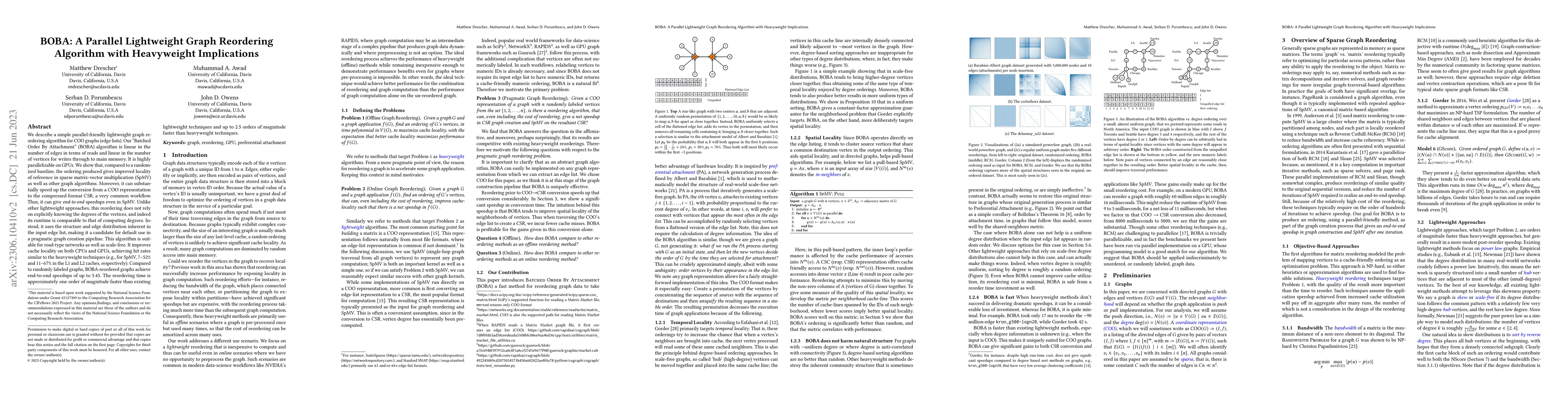 Thumbnail for BOBA: A Parallel Lightweight Graph Reordering Algorithm with Heavyweight
  Implications