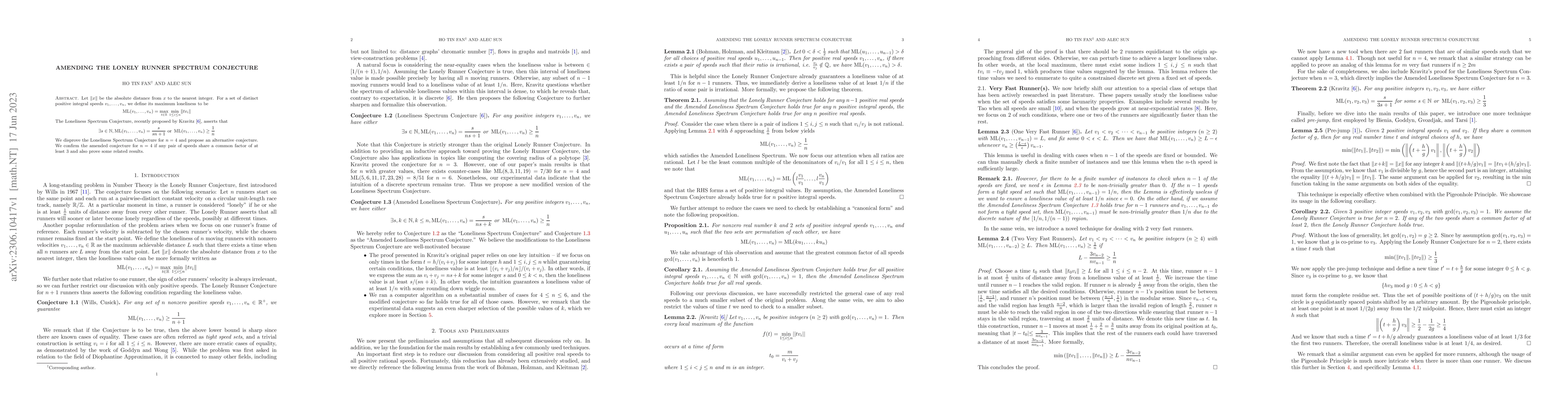 Thumbnail for Amending the Lonely Runner Spectrum Conjecture