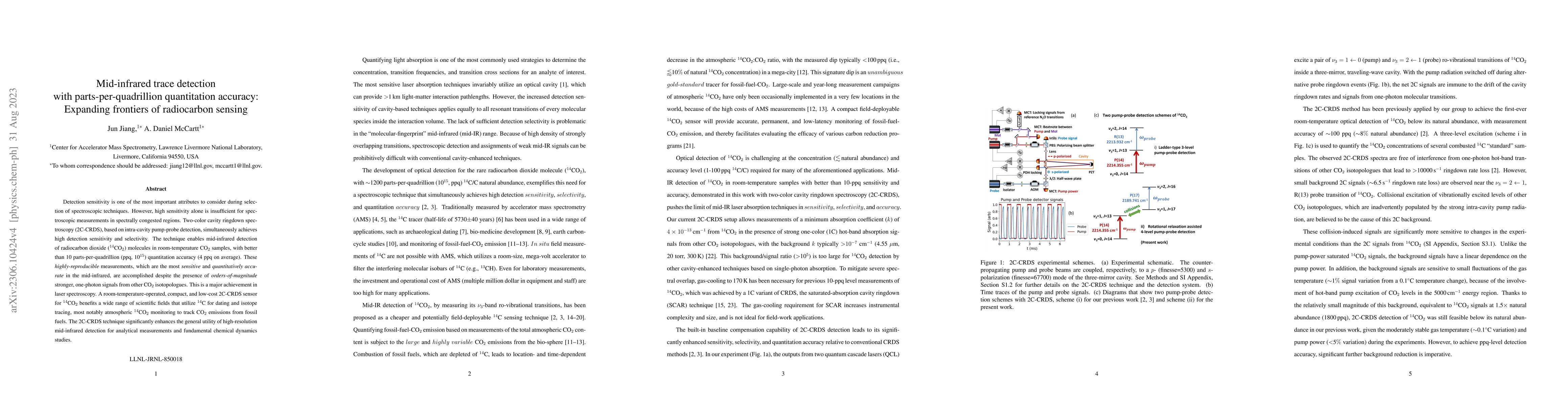 Thumbnail for Mid-infrared trace detection with parts-per-quadrillion quantitation
  accuracy: Expanding frontiers of radiocarbon sensing