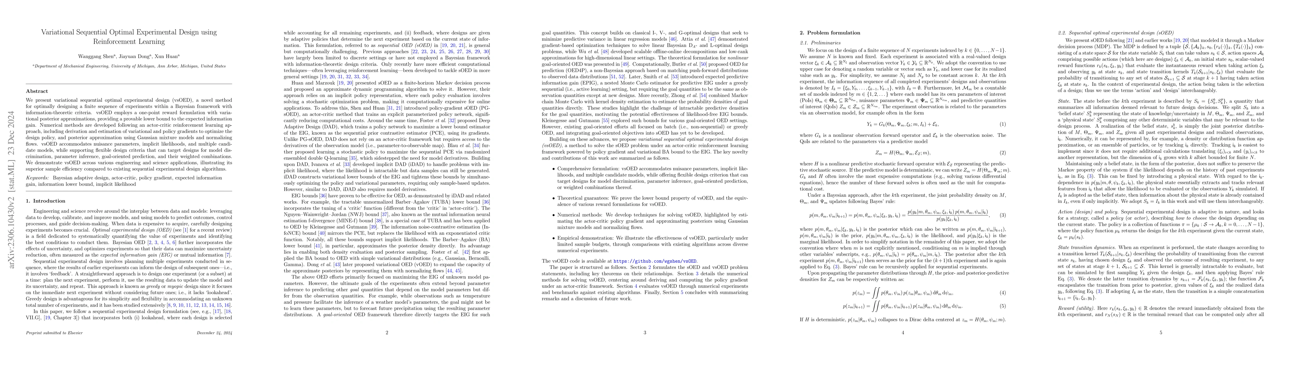 Thumbnail for Variational Sequential Optimal Experimental Design using Reinforcement
  Learning