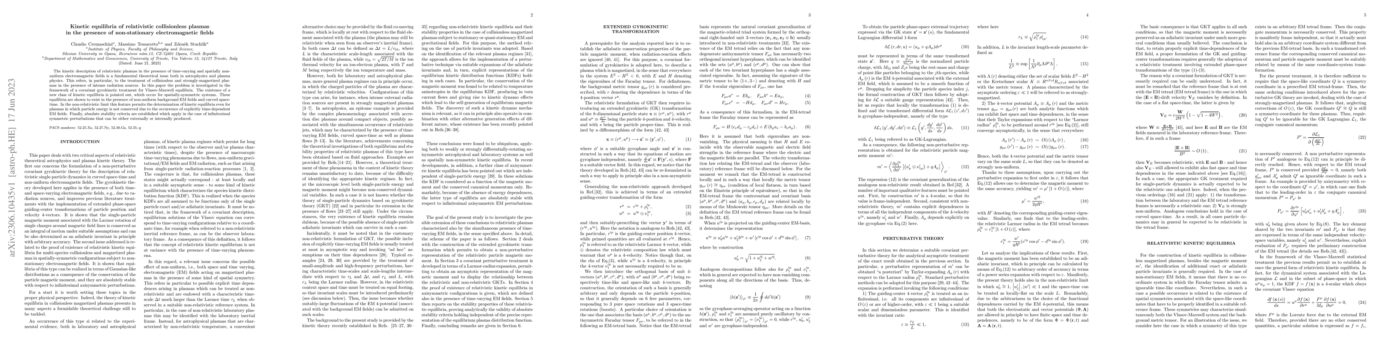 Thumbnail for Kinetic equilibria of relativistic collisionless plasmas in the presence
  of non-stationary electromagnetic fields