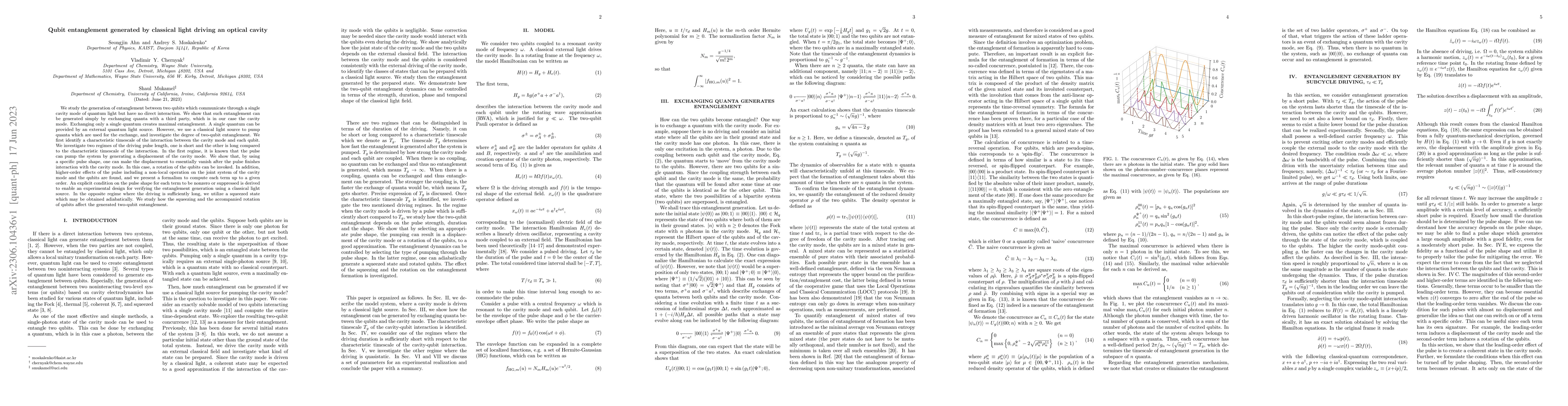 Thumbnail for Qubit entanglement generated by classical light driving an optical
  cavity