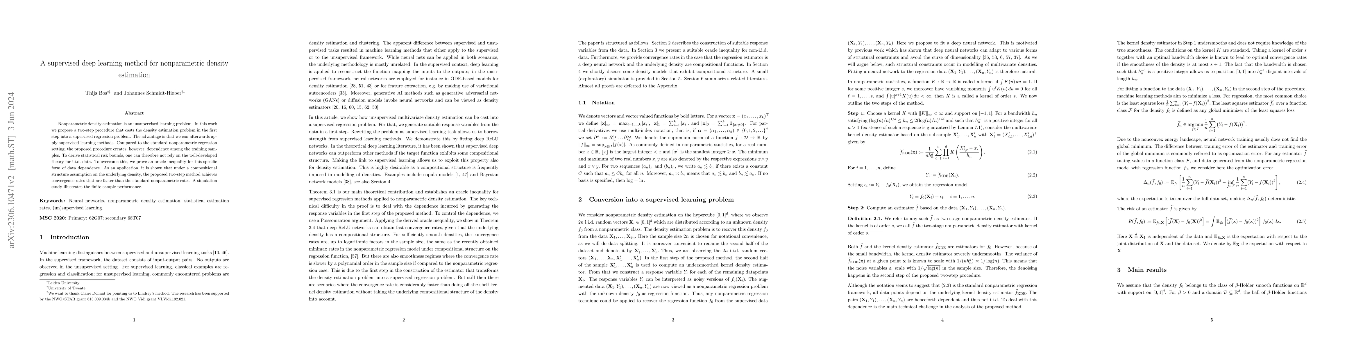 Thumbnail for A supervised deep learning method for nonparametric density estimation