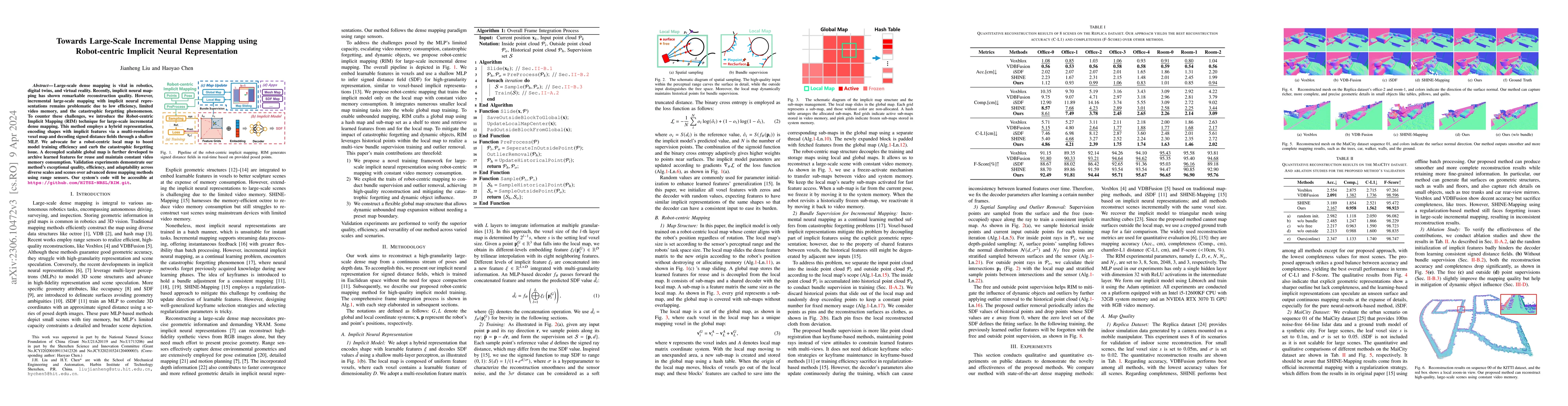 Thumbnail for Towards Large-Scale Incremental Dense Mapping using Robot-centric
  Implicit Neural Representation
