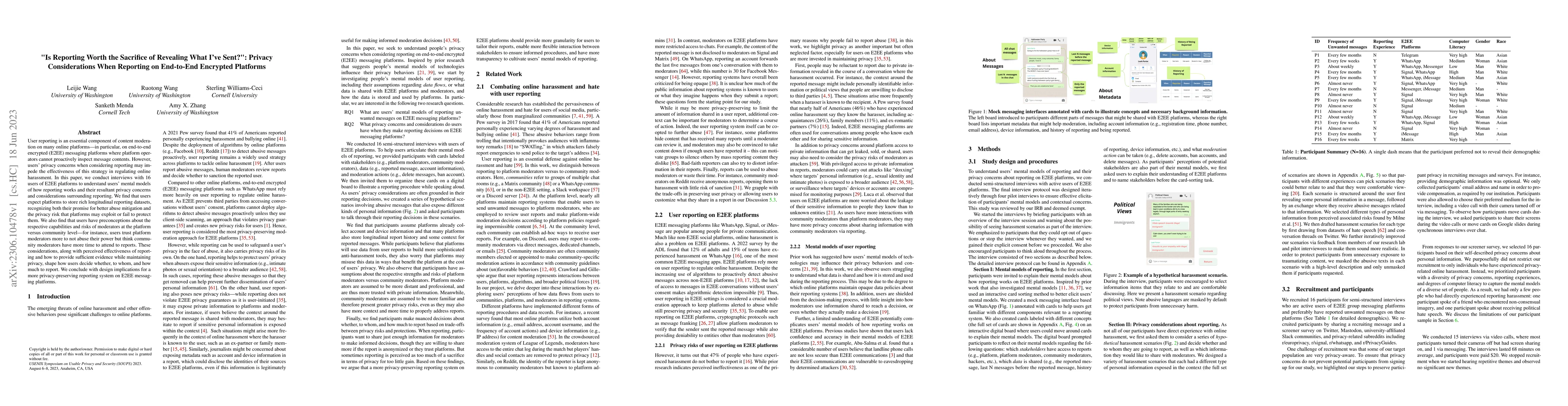 Thumbnail for "Is Reporting Worth the Sacrifice of Revealing What I Have Sent?":
  Privacy Considerations When Reporting on End-to-End Encrypted Platforms